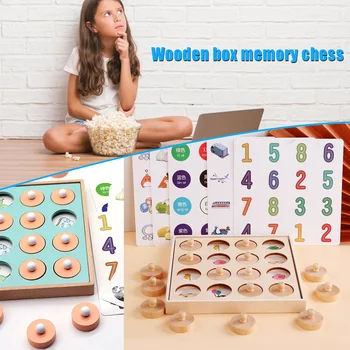 Detský Drevený Box Pamäť Šach Logické Myslenie Detí Mozgu Inteligencia, Rozvoj Puzzle 3-6 Rokov Výučby Hračky FOU99