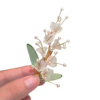 Klasická Čínska Prútika Vlasy Palice Pearl Flower Vlásenky Retro Zliatiny Chignon Účesy Nástroj Dekoratívne Doplnky