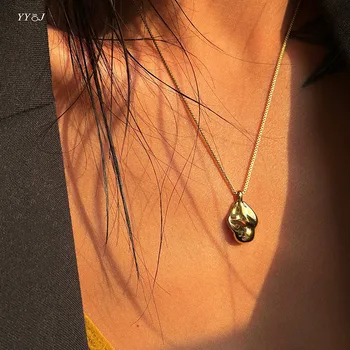 Nepravidelné zrná prívesok náhrdelník z nehrdzavejúcej ocele dlhý sveter náhrdelník pre ženy zimné šperky minimalistický šperky 2023