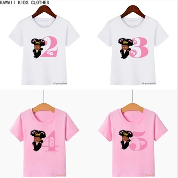 Novo Môj 2-10. Narodeniny Darček Tričko Africké Dievčatá Black Girl Dieťa T-Shirt Harajuku Deti Oblečenie Krátkym Rukávom Letné Topy
