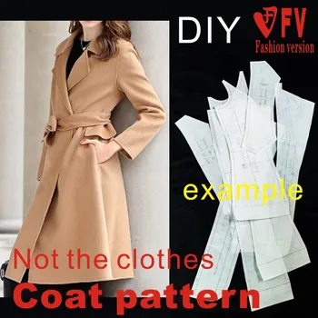 Obojstranné vlnené vlnené žien kabát vzor šitie výkresu 1:1 odev vzor BFY-181